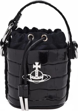 Vivienne Westwood Mini Daisy Crossbody Bag with Crocodile-Embossed Leather and Drawstring Closure