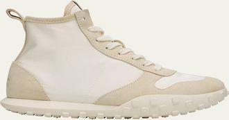 Jil Sander Moon Nylon and Suede High-Top Sneakers