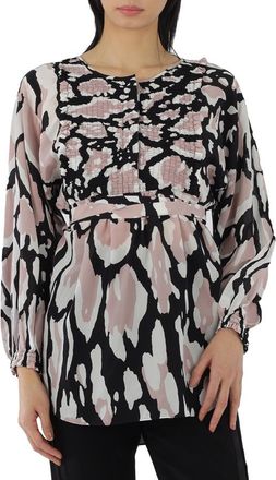 Roberto Cavalli Ladies Macro Lynx Print Tunic Silk Top, Brand Size 40 (US Size 6)