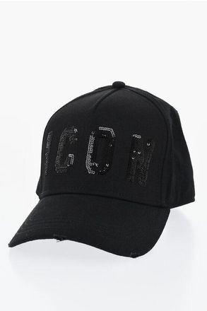 Dsquared2 ICON Solid Color Cap with Sequined Detail size Unica