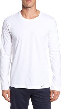 Hanro Living Cotton Crew Neck Top in White at Nordstrom, Size X-Large