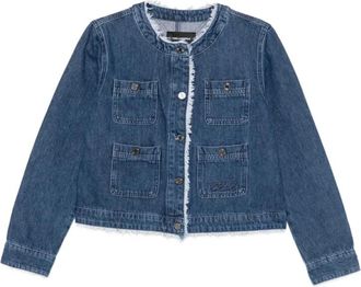 Karl Lagerfeld Jassen, Dames, Blauw, M, Denim, Denim Jas met rafelrand
