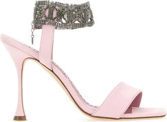 Manolo Blahnik Womens Pastel Pink Suede Lierasan Sandals - Light Pink - Size EU 41