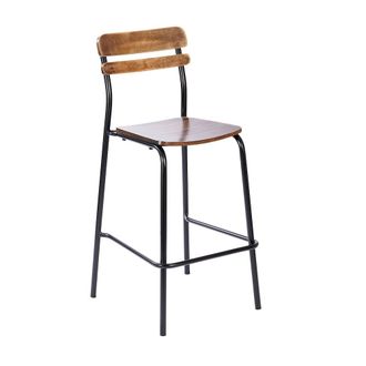 Flash Furniture Cyprus Solid Wood Bar Stool with Black Metal Frame and Antique Copper Finish