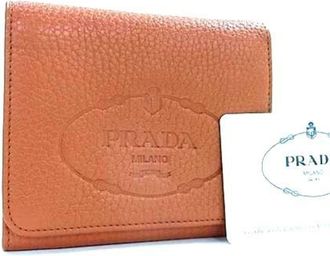 Prada Brown Leather Wallet (Tri-Fold) (Pre-Owned)