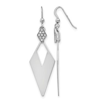 Diamond2Deal Sterling Silver Diamond Shape Drop Dangle Earring