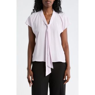 Nordstrom Rack Tie Neck Flutter Sleeve Top in Purple Hush Ring Geo at Nordstrom Rack, Size X-Large