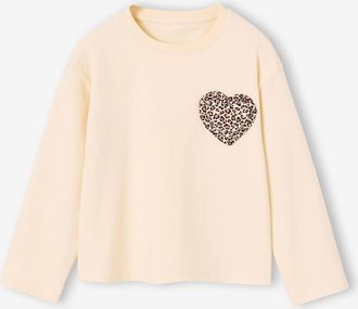Vertbaudet Shirt mit Herz-Applikation M&auml;dchen vanille
