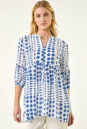 Roman Spot Print Tunic Top