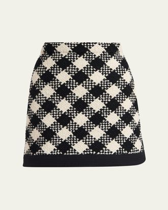 Valentino Garavani Buffalo Check Tweed Mini Skirt