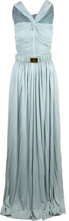 Elisabetta Franchi Aqua Cupro-Blend Zip Stretch Long Dress