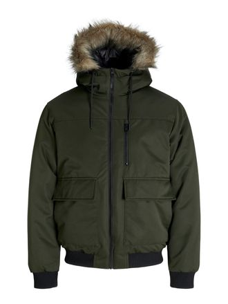 Jack & Jones Bomberjacke JACK & JONES JJCHARLIE DETACHABLE FAUX FUR BOMBER, Herren, Gr. XXL, gr&uuml;n (rosin), Web, Obermaterial: 100% Polyester, unifarben, regular fi