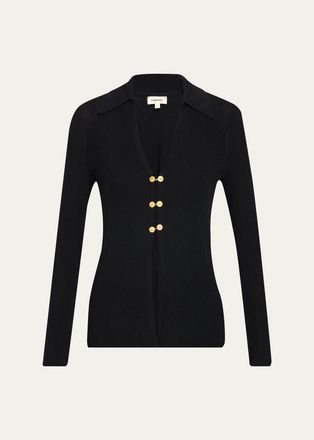 L'agence Kaye Rib-Knit Cardigan Top