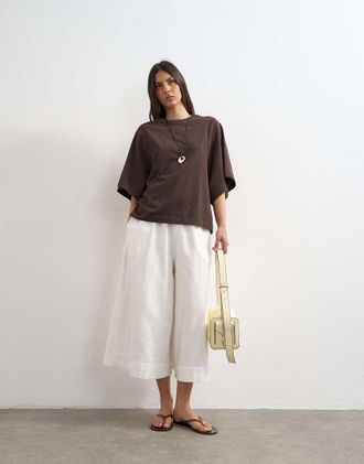 Topshop Pantaloni culotte svasati bianchi-Bianco