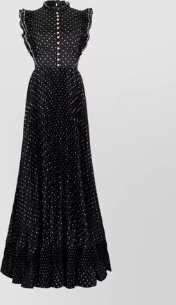 Self Portrait polka-dot ruffled pleated maxi dress
