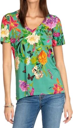 Johnny Was Panya Favorite Short Sleeve V-Neck Tee In Multi