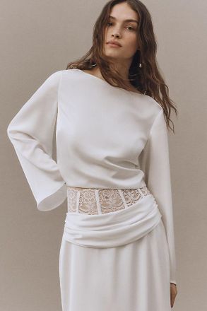 Mare Mare Long-Sleeve Satin Crop Top