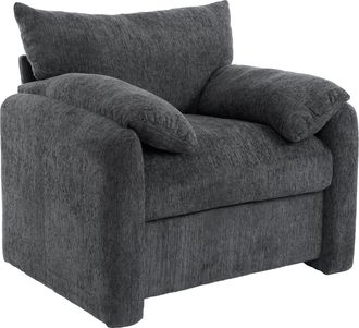 STILVORA Sill&oacute;n 1 Plaza Oversize Con Cojines De Reposabrazos Confort Ergon&oacute;mico Estructura Madera Metal En Chenilla Gris