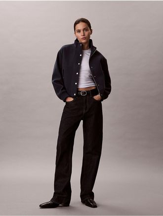 Calvin Klein Womens Stand Collar Bomber Jacket - Navy - S