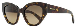 Ferragamo Ferragamo Womens Lettermark Cat Eye Sunglasses SF1107S 242 Dark Tortoise 55mm