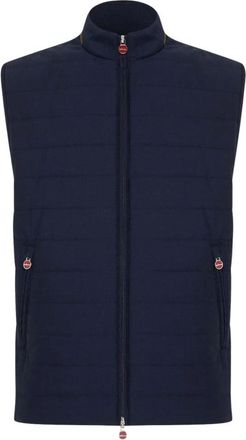 Kiton Jassen, Heren, Blauw, L, Wol, Wollen mouwloos donsjack