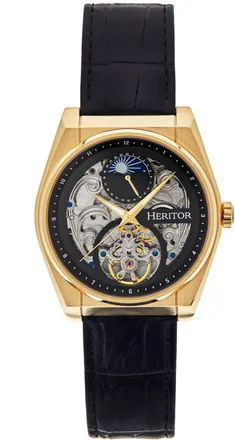 Heritor Daxton Skeleton Watch - Black/Gold