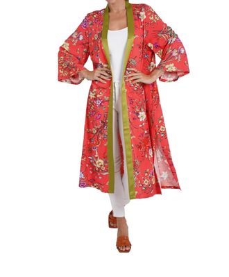 Love Token Chance Floral Open Kimono In Coral
