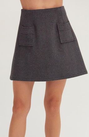 Crescent Wool Blend Mini Skirt in Charcoal at Nordstrom, Size Medium