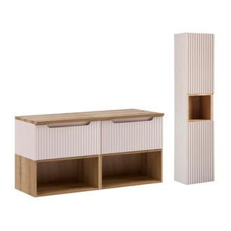 Petits Meubles Conjunto de lavabo y columna cashmere paneles laminados cachemira