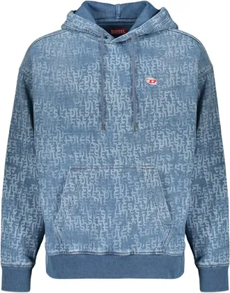 Diesel Hoodies, male, Blue, Size: M D-Um-Rib Track Denim Hoodie