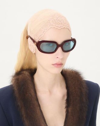 Valentino Occhiale Oval Wrap-Around In Acetato unisex Dark Havana/Azzurro 62