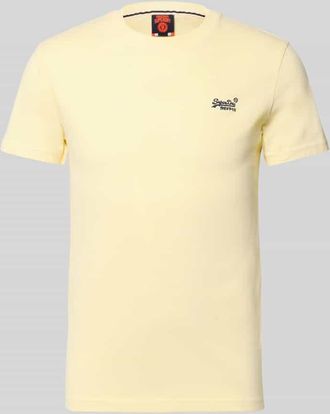 Superdry Regular Fit T-Shirt mit Logo-Stitching in Hellgelb, Gr&ouml;&szlig;e XXXL