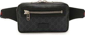 Gucci Black Dark Gray Navy Red Color Gg Supreme Leather Fanny Pack (Pre-Owned)