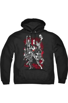 Gildan Justice League of America Justice League of America Explosion Adult Pull Over Hoodie / Hooded Sweatshirt