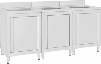 vidaXL Vidaxl - Fregadero De Cocina Comercial 3 Piezas De Acero Inoxidable