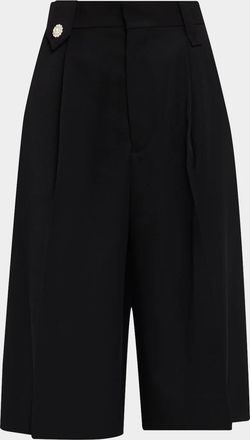Simone Rocha Tailored Wide-Leg Pleated Shorts