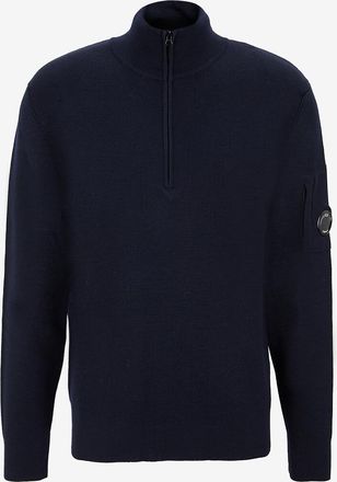 C.P. Company Hochgeschlossener Pullover aus Wolle mit Reissverschluss