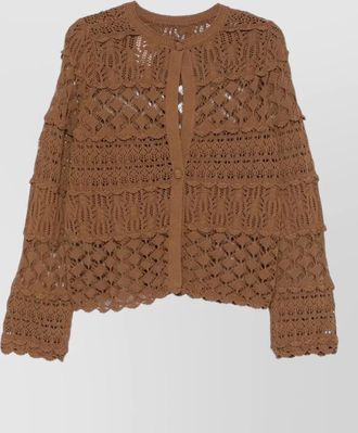 Semicouture crochet knit tiered cotton cardigan