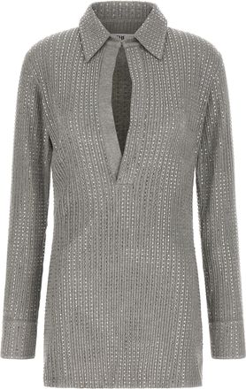 The Attico Gray Cotton Short Womens Dress