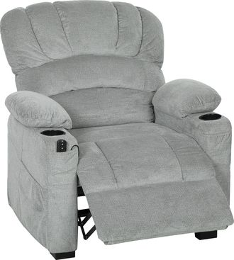 OEM Sill&oacute;n Relax Reclinable El&eacute;ctrico Silencioso Con Funci&oacute;n Memoria Reposapi&eacute;s Mando A Distancia Bolsillo Lateral Gris