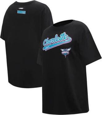 Pro Standard Womens Pro Standard Black Charlotte Hornets Script Boyfriend T-Shirt at Nordstrom, Size Small