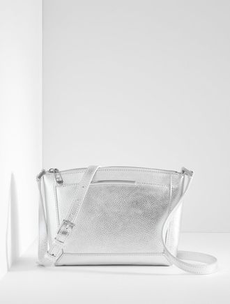 Talbots Darcy Metallic Pebble Leather Crossbody Bag - Silver - 001 Talbots