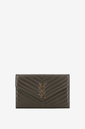 Saint Laurent Gesteppte weiche Brieftasche mit Kettengurt Cassandre