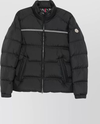Moncler high collar puffer jacket pockets