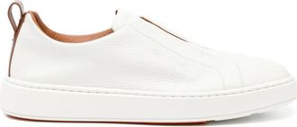 Santoni tumbled leather sneakers - men - Leather/Leather/Rubber - 12 - White