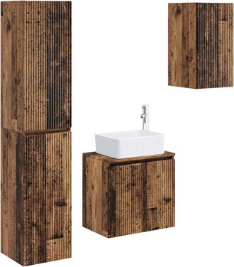 vidaXL Juego De Muebles De Ba&ntilde;o 3 Uds. Madera Envejecida Vidaxl