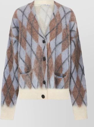 Acne Studios v-neck ribbed diamond-pattern cardigan