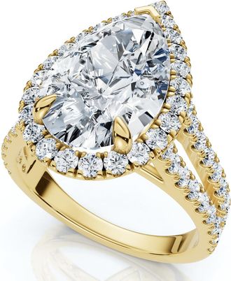 Pompeii3 Certified 3 3/4Ct Pear Shape Diamond Engagement Ring 14k Gold or Pt Lab Grown