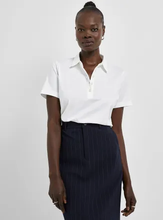 Contemporaine Womens Solid jersey Polo Shirt shirt