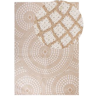 Beliani Beliani - Alfombra De Yute Beige Blanco 160 X 230 Cm Patr&oacute;n Geom&eacute;trico Tejido Plano Ariba